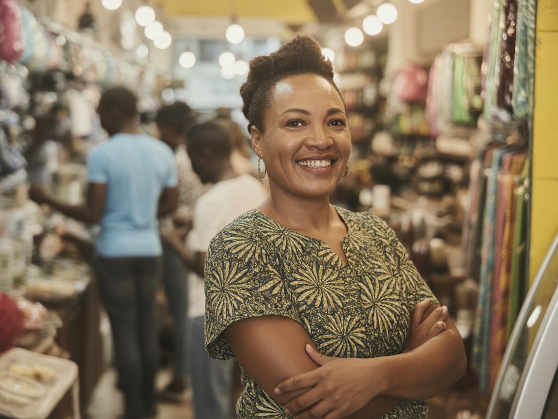 Business owner in traditional attire